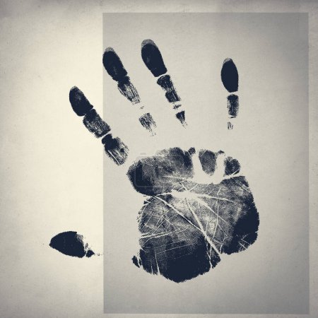Téléchargez les photos : Impression main encre noire sur papier texturé vintage - en image libre de droit