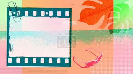 Photo for Retro summer vacations poster with film strip and copy space - Royalty Free Image