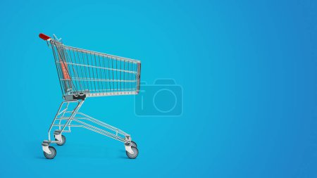 Foto de Carrito de compras vacío del pequeño supermercado: compras de comestibles y concepto de venta al por menor - Imagen libre de derechos