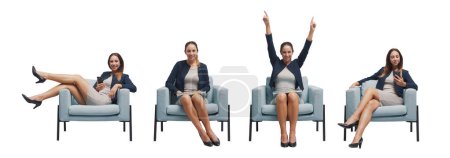 Photo for Businesswoman sitting in the waiting room, job interview and recruitment concept - Royalty Free Image