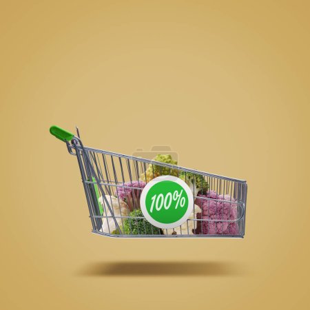 Téléchargez les photos : Panier volant avec légumes frais, légumes biologiques et concept d'épicerie - en image libre de droit