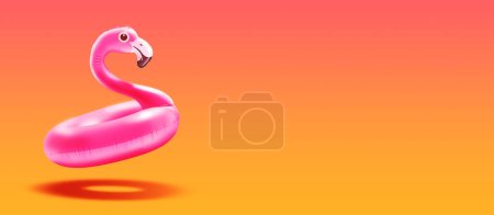Téléchargez les photos : Cute inflatable pink flamingo and copy space, summer and vacations concept - en image libre de droit