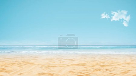 Téléchargez les photos : Belle plage avec sable doré propre et vagues de l'océan, vacances d'été et concept de nature - en image libre de droit