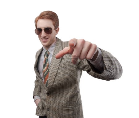 Photo for Cool funny guy pointing at camera and smiling - Royalty Free Image