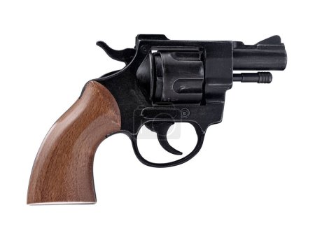 Foto de Pistola de un solo revólver de acción calibre 38 de cinco disparos aislada sobre fondo blanco - Imagen libre de derechos