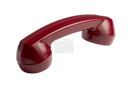 Foto de Teléfono vintage rojo aislado sobre fondo blanco - Imagen libre de derechos