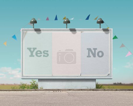Large billboard vintage style with Yes or No text, communication and advertising concept