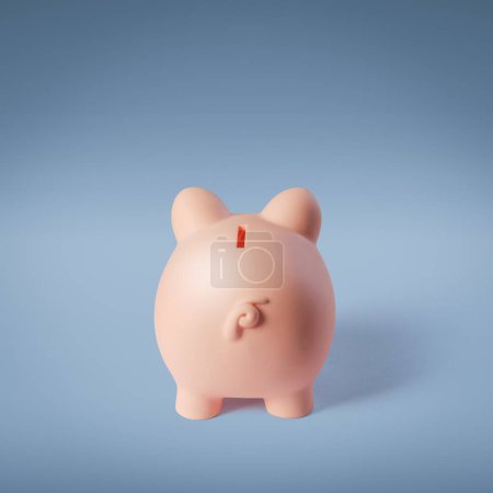 Photo for Piggy bank back view: investments, savings and budget concept - Royalty Free Image