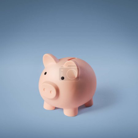 Cute pink piggy bank: savings, investments and budget concept