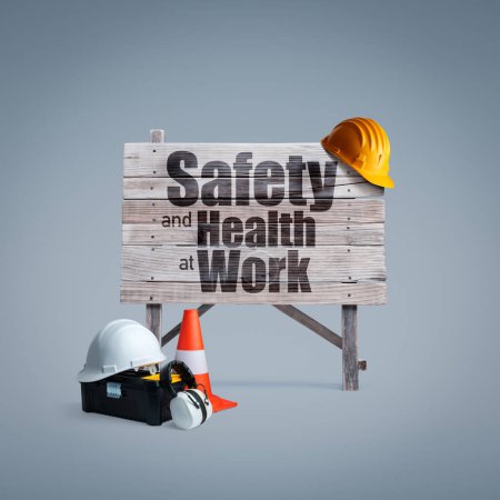 Photo for Work tools and personal protective equipment: safety and health at work - Royalty Free Image