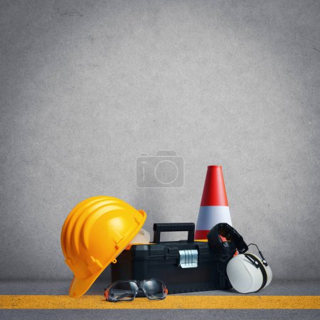 Work tools and work safety equipment, copy space
