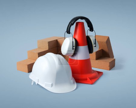 Téléchargez les photos : Sécurité au travail : équipement de protection individuelle pour les travailleurs de la construction - en image libre de droit