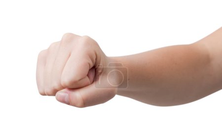 Photo for Woman hand making a fist gesture, power and strength concept - Royalty Free Image