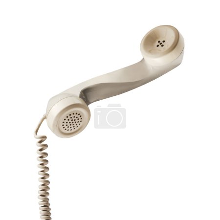 Photo for Twisted vintage telephone receiver, communication problems concept - Royalty Free Image