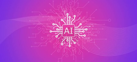 Foto de AI Inteligencia artificial, conexiones, aprendizaje automático y ciencias de la computación fondo abstracto con chip - Imagen libre de derechos