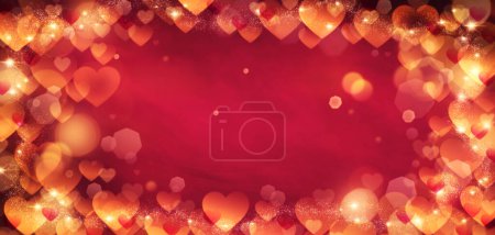 Photo for Hearts and bokeh lights abstract background: romance and celebration concept - Royalty Free Image