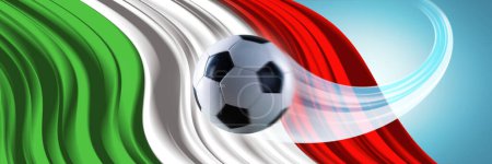 Téléchargez les photos : Ballon de football et drapeau italien, championnat de football et concept sportif - en image libre de droit