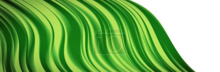 Photo for Soft glossy waves, green abstract background with white copy space - Royalty Free Image