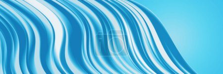 Soft glossy cool waves abstract background with white copy space