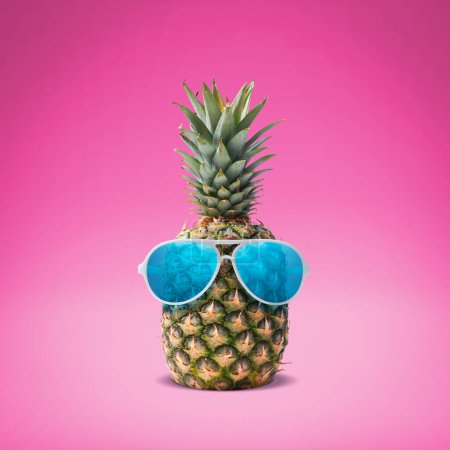 Photo for Funny pineapple wearing sunglasses, summer and vacations concept - Royalty Free Image