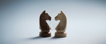Photo for Knights opposing each other: chess game and competition concept - Royalty Free Image