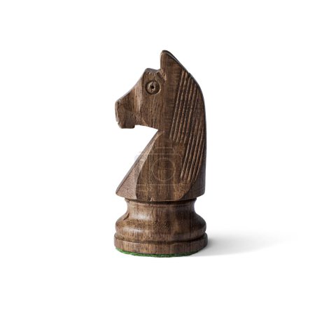 Photo for Wooden black horse chess  isolated on white background. Management or strategy concept. - Royalty Free Image