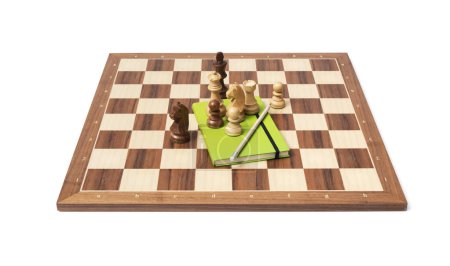 Photo for Wooden chessboard with chess pieces Management or strategy concept. Decision making idea. on white background - Royalty Free Image