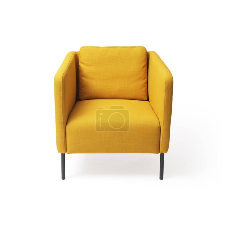 Téléchargez les photos : Elegant yellow armchair isolated on white background, interior design concept - en image libre de droit