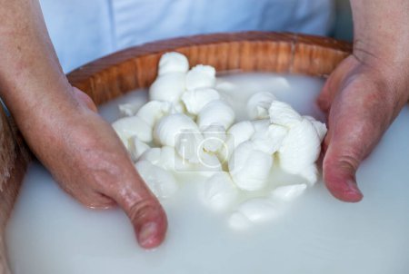 Queso mozzarella preparado en estilo italiano tradicional