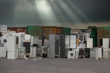 Photo for Used household appliances and consumer electronics. Disposal of electronic waste. - Royalty Free Image