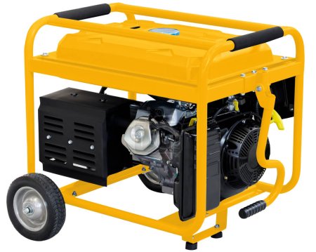 Portable electric AC generator, isolated on white. Diesel or petrol generator for home and industrial