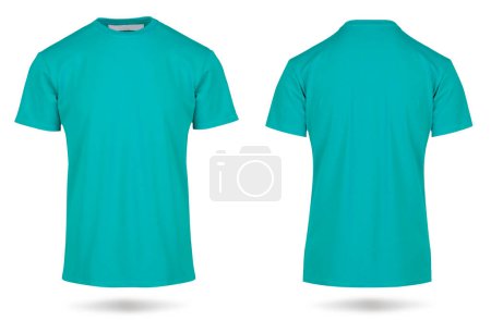 Men's blank t-shirt template, two sides, natural shape on invisible mannequin, for your printable mockup design, isolated on white background.