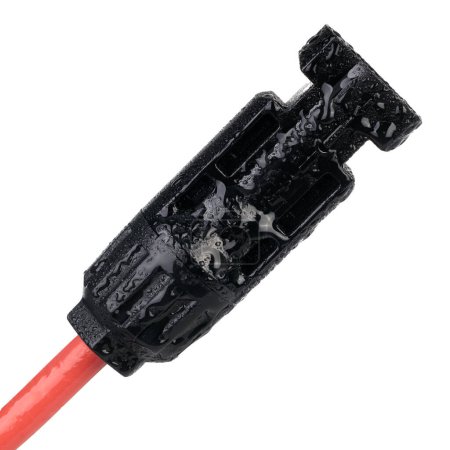 PV Waterproof Connector with Water Droplets.
