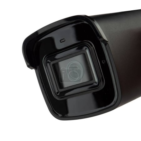 Close up of a black camera modern security camera.