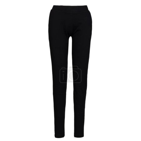 Basic Black Slim-Fit Trousers, Femal. Front view.