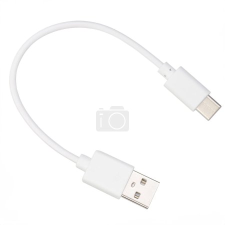 Photo for USB-A to USB-C White Charging Cable - Royalty Free Image
