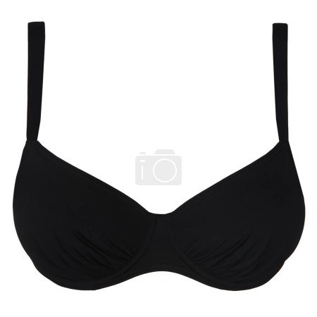 Plain black bra with underwire support, isolated on white.