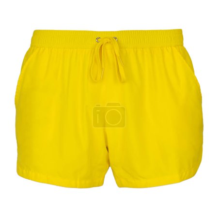 Yellow Swim Shorts, Isolated. Copy Space