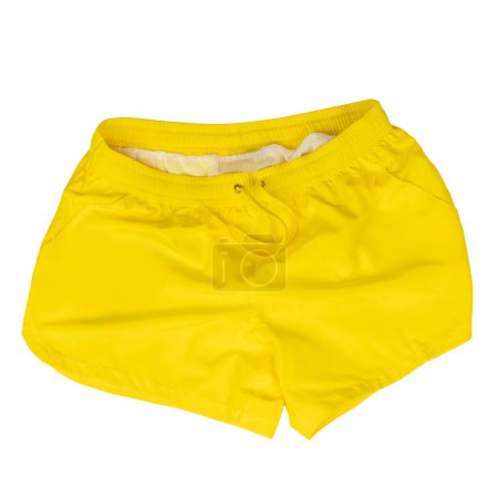 Yellow Swim Shorts Flat Lay. Copy Space