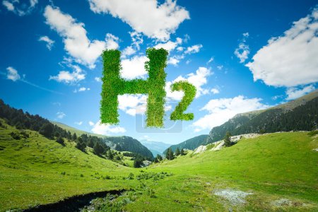 Símbolo de energía de hidrógeno verde. Alternativa ecológica y sostenible al concepto de combustibles fósiles