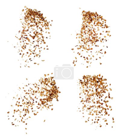 Photo for Brown cane sugar flying isolated on white background. - Royalty Free Image
