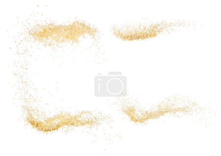 Téléchargez les photos : White Sesame seeds flying explosion, White grain wave floating. Abstract cloud fly splash in air. Sesame seed is material food. White background Isolated high speed shutter, freeze stop motion. - en image libre de droit