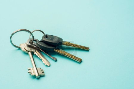 Keys with on color background with copy space.
