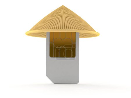 Téléchargez les photos : Carte SIM avec chapeau chinois - en image libre de droit
