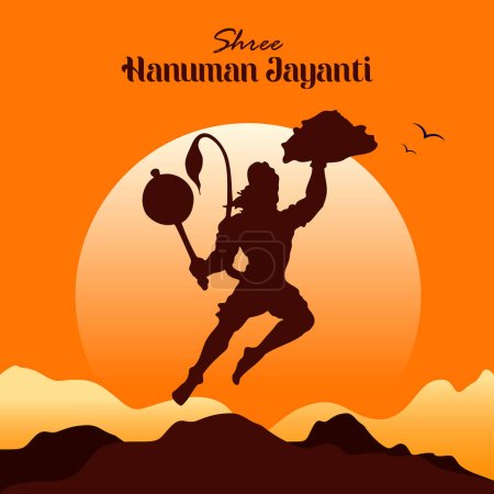 Illustration for Illustration of Hanuman Jayanti, Celebrates the birth of Lord Sri Hanuman - Royalty Free Image