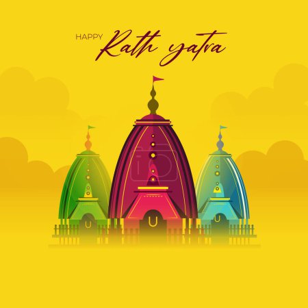 Illustration for Ratha yatra festival A chariot with wooden deities of Jagannath - Royalty Free Image
