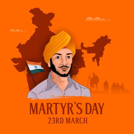 Illustration for Shaheed diwas is observed in india on march 25 known as indian martyrs day - Royalty Free Image
