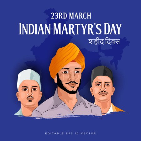 Ilustración de Shaheed diwas se observa en la India el 25 de marzo conocido como el día de los mártires indios - Imagen libre de derechos