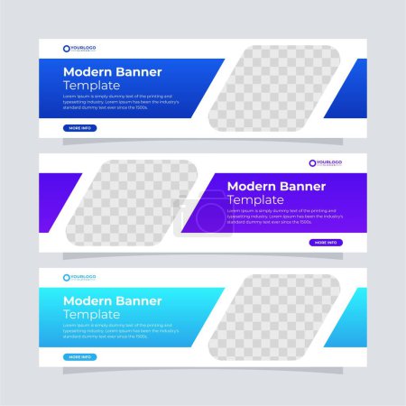 Banner design template. Full colors gradient banners. Modern banner for ads website.