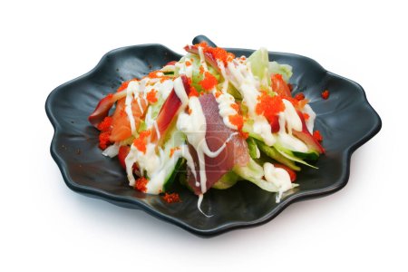 Photo for Japanese mixed sashimi salad isolated on white background - Royalty Free Image